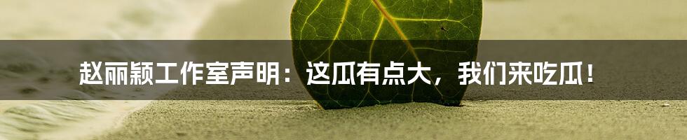 赵丽颖工作室声明:这瓜有点大,我们来吃瓜!