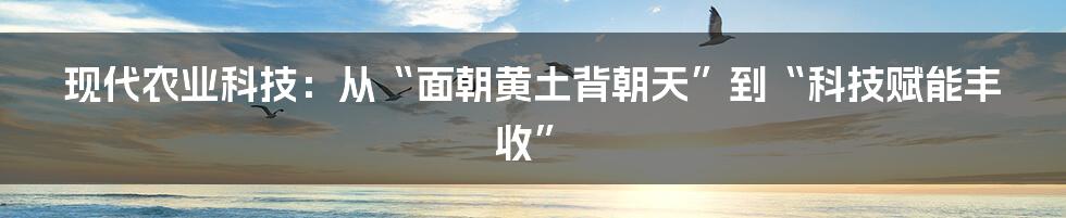 现代农业科技:从“面朝黄土背朝天”到“科技赋能丰收”