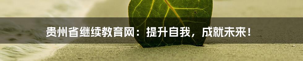 贵州省继续教育网:提升自我,成就未来!