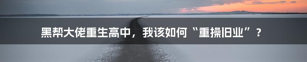 黑帮大佬重生高中,我该如何“重操旧业”?