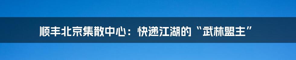 顺丰北京集散中心：快递江湖的“武林盟主”