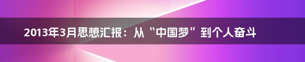 2013年3月思想汇报:从“中国梦”到个人奋斗