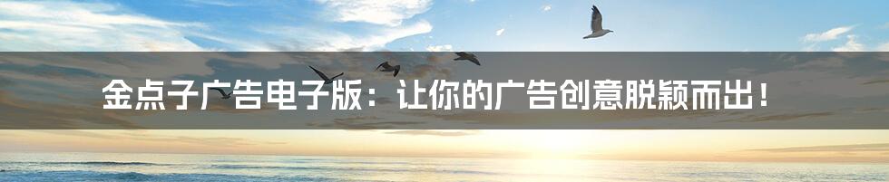 金点子广告电子版:让你的广告创意脱颖而出!