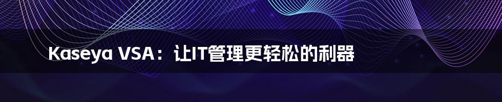 Kaseya VSA:让IT管理更轻松的利器