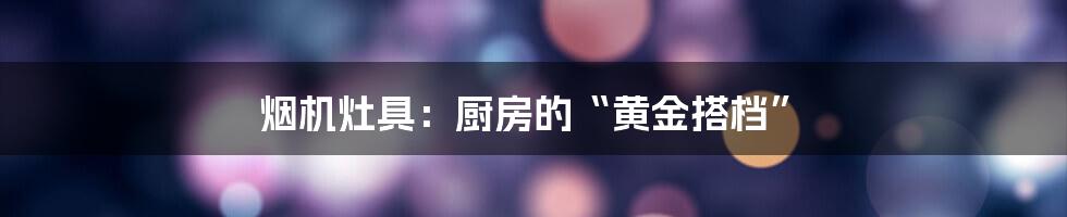 烟机灶具:厨房的“黄金搭档”