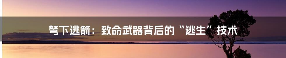 弩下逃箭:致命武器背后的“逃生”技术