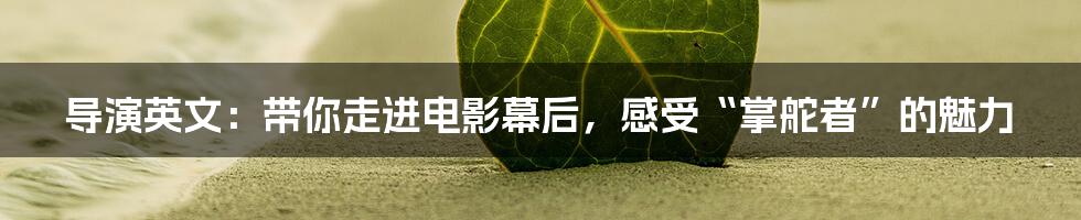导演英文:带你走进电影幕后,感受“掌舵者”的魅力