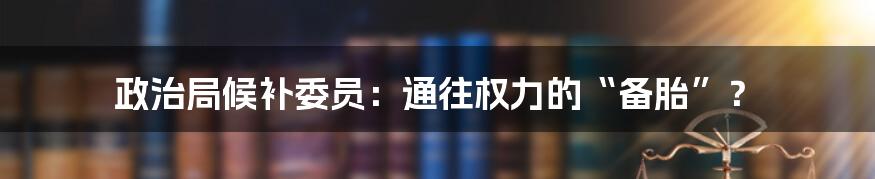 政治局候补委员:通往权力的“备胎”?