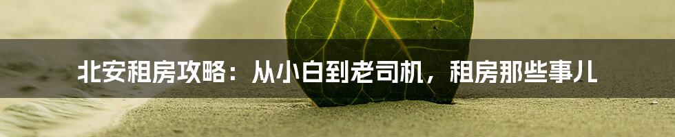 北安租房攻略:从小白到老司机,租房那些事儿