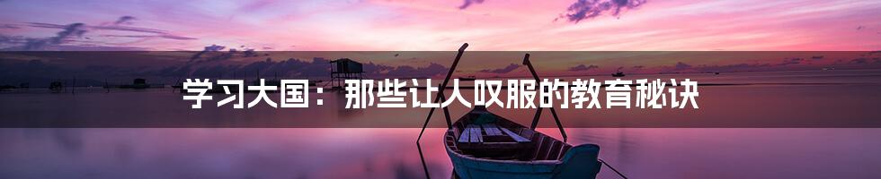 学习大国:那些让人叹服的教育秘诀