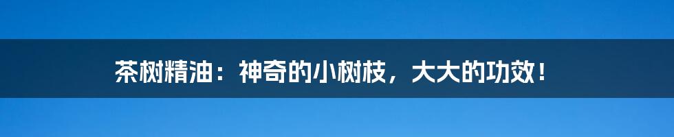 茶树精油:神奇的小树枝,大大的功效!