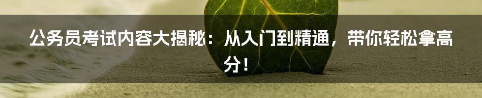 公务员考试内容大揭秘:从入门到精通,带你轻松拿高分!