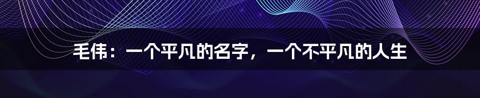 毛伟:一个平凡的名字,一个不平凡的人生