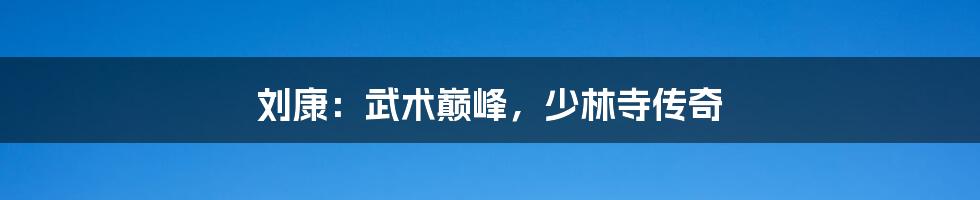 刘康:武术巅峰,少林寺传奇