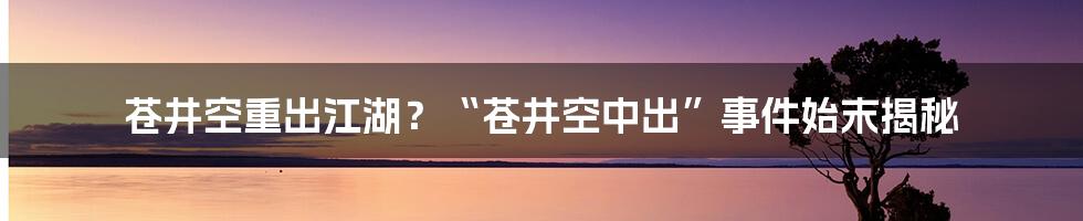 苍井空重出江湖?“苍井空中出”事件始末揭秘