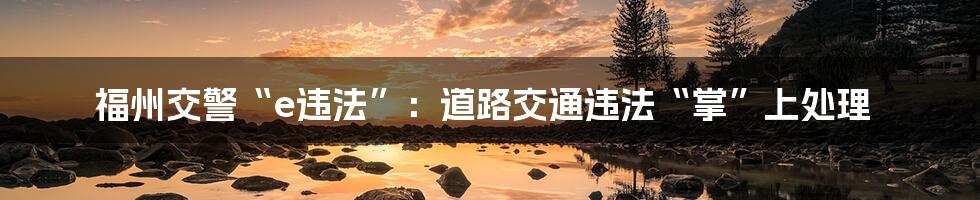 福州交警“e违法”:道路交通违法“掌”上处理