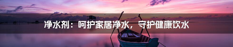 净水剂:呵护家居净水,守护健康饮水