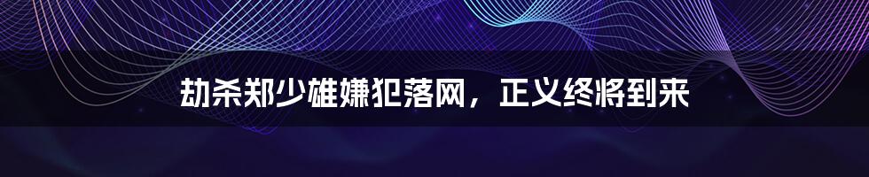 劫杀郑少雄嫌犯落网,正义终将到来