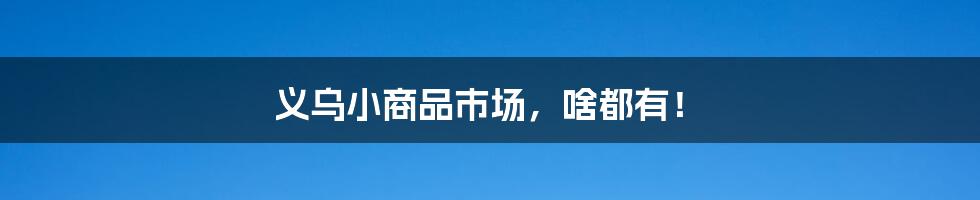 义乌小商品市场,啥都有!