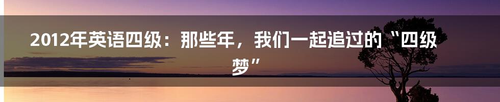 2012年英语四级:那些年,我们一起追过的“四级梦”