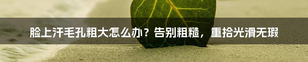 脸上汗毛孔粗大怎么办?告别粗糙,重拾光滑无瑕