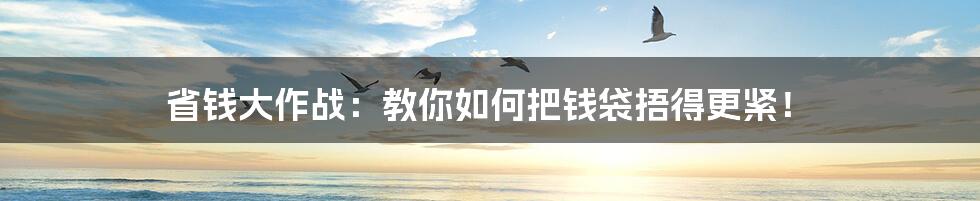 省钱大作战:教你如何把钱袋捂得更紧!