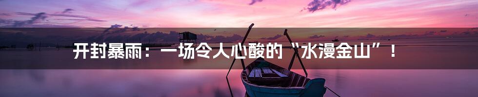 开封暴雨:一场令人心酸的“水漫金山”!