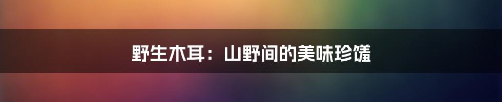 野生木耳:山野间的美味珍馐