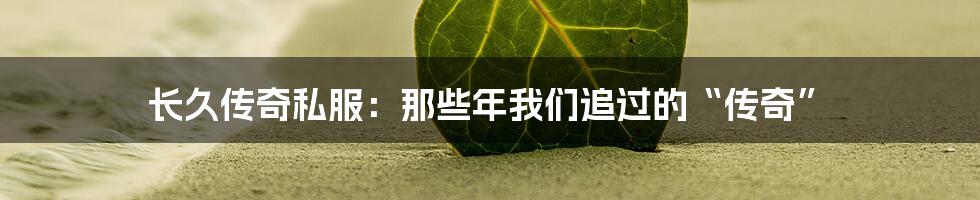 长久传奇私服:那些年我们追过的“传奇”