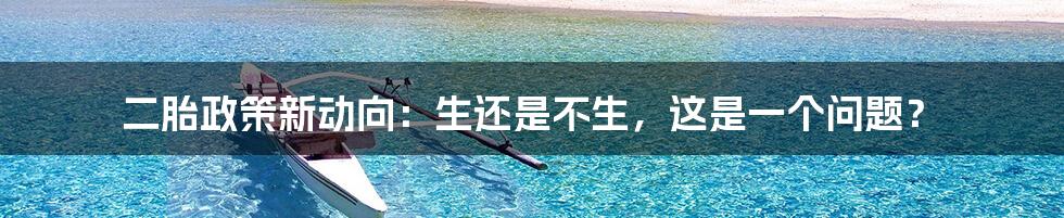 二胎政策新动向:生还是不生,这是一个问题?