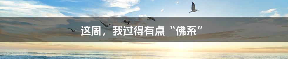这周,我过得有点“佛系”