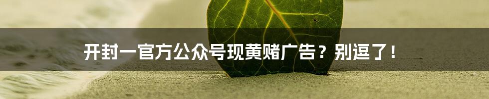 开封一官方公众号现黄赌广告?别逗了!
