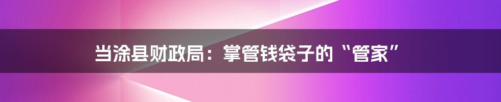 当涂县财政局:掌管钱袋子的“管家”