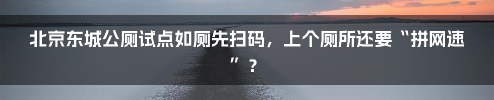 北京东城公厕试点如厕先扫码,上个厕所还要“拼网速”?