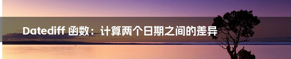 Datediff 函数:计算两个日期之间的差异