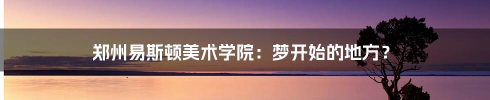 郑州易斯顿美术学院:梦开始的地方?