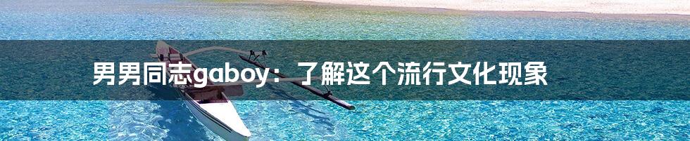 男男同志gaboy:了解这个流行文化现象