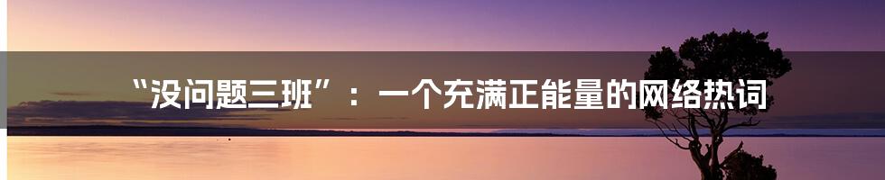 “没问题三班”:一个充满正能量的网络热词
