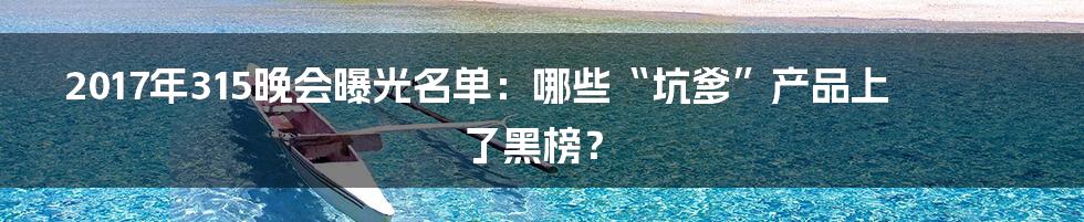 2017年315晚会曝光名单:哪些“坑爹”产品上了黑榜?