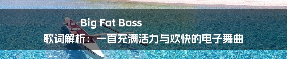 Big Fat Bass 歌词解析:一首充满活力与欢快的电子舞曲