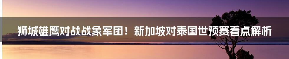 狮城雄鹰对战战象军团!新加坡对泰国世预赛看点解析