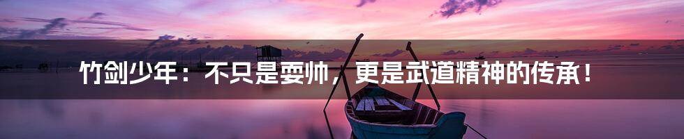 竹剑少年:不只是耍帅,更是武道精神的传承!