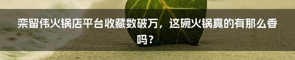 栾留伟火锅店平台收藏数破万,这碗火锅真的有那么香吗?