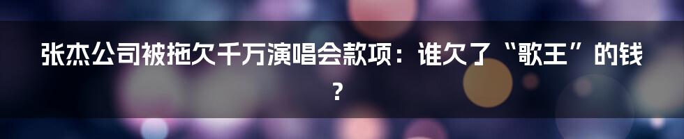 张杰公司被拖欠千万演唱会款项:谁欠了“歌王”的钱?