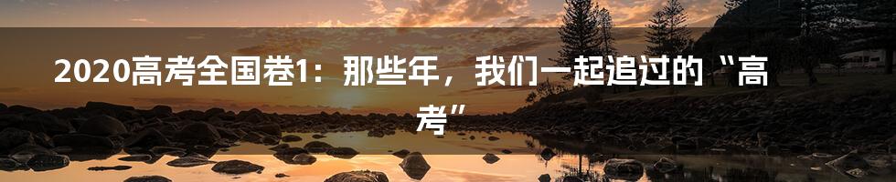 2020高考全国卷1:那些年,我们一起追过的“高考”