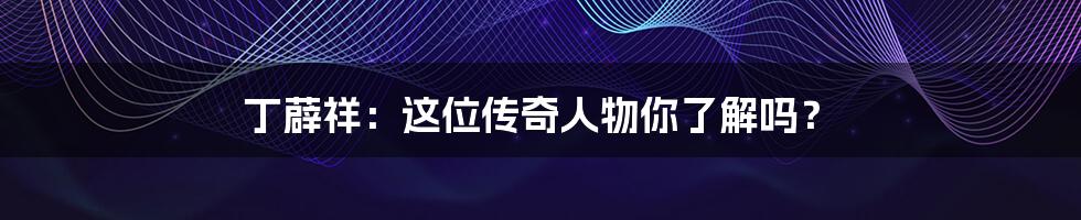 丁薜祥:这位传奇人物你了解吗?