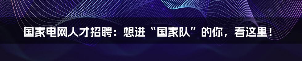 国家电网人才招聘:想进“国家队”的你,看这里!