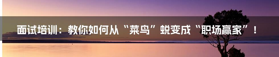 面试培训：教你如何从“菜鸟”蜕变成“职场赢家”！