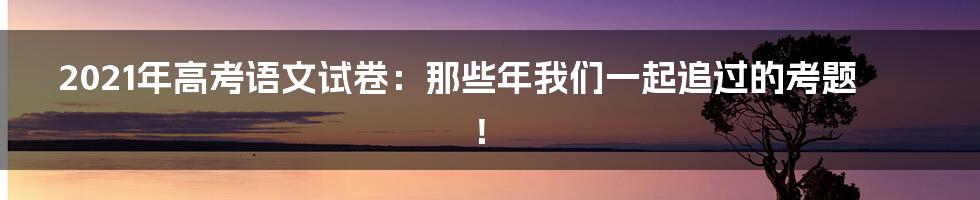 2021年高考语文试卷:那些年我们一起追过的考题!
