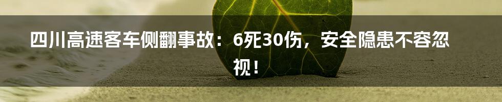 四川高速客车侧翻事故:6死30伤,安全隐患不容忽视!